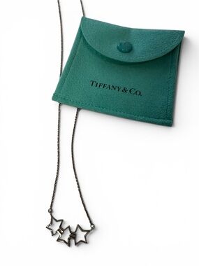 Tiffany & Co. Sterling Silver Triple Star Necklace with Tiffany Pouch